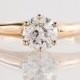 Antique Engagement Ring - Antique 14k Yellow Gold Solitaire Diamond Engagement Ring