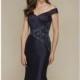 Navy Off-The-Shoulder Gown by MGNY by Mori Lee - Color Your Classy Wardrobe
