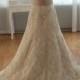H1197 Sweetheart neckline champagne lace a line wedding dress
