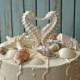 seahorse-wedding-cake topper-distressed-kissing-seahorse cake topper-bride and groom-beach wedding-destination wedding-white-nautical-ocean