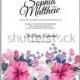 Hibiscus wedding invitation card printable template with greenery eucaliptus magenta flower