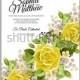 Yellow rose Floral Wedding Invitation Printable Gold Bridal Shower Invitation Suite Boho Flower wreath