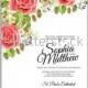 Red Rose Wedding Invitation Card Bridal Bouquet with Coral Roses, Pink Ranunculus, eucalyptus