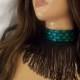 Green & Black Choker Necklace, Green Mermaid Choker, Mermaid Jewelry, Mermaid Accessories, Prom Choker, Prom Jewelry, Exotic Party Necklace - $16.99 USD