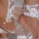 Barefoot Sandals, Wedding Sandals, White Lace Barefoot Sandals, Beach Bride Sandals, Wedding Barefoot Sandals, Bridal Bottomless Sandals - $18.99 USD