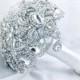 Classic Very Rich White Silver Diamond Jeweled Bouquet. Deposit on Alternative Crystal Bling Diamond Jeweled Bridal Broach Bouquet