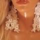 White Earrings, Long White Earrings, White Earrings, Sexy Earrings, Lace Earrings, Bridal Jewelry, Party Earrings, Pretty Bride Earrings - $18.00 USD