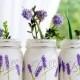 Lavender Flower Painted Mason Jars - Painted Mason Jars - Lavender Mason Jars - Flower Mason Jars
