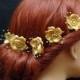 Gold Silk Flower Hair Pins, Wedding Hair Accessories, Set of 5 Hair clips, Flower Hair Pins, Bridesmaids Hair Accessories, Gold Hair Pins - $28.00 USD