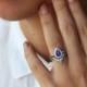 Tanzanite Engagement Ring, 14K White Gold 1 Carat Pear Engagement Ring, Unique Engagement Ring