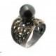 Black Tahitian Saltwater Pearl Ring Handmade Sterling Silver Ring Artisan Jewelry Engagement ring,Bridal Ring,Wedding Ring,Gift