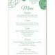 Wedding Menu Template DIY Menu Card Template Editable Text Word File Instant Download Green Floral Menu Template Rose Printable Menu 4x7inch - $6.90 USD