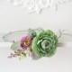Wedding headband flower green mint head wreath purple green crown Boho bridal crown Summer wedding flowers accessories hair Crown mint - $37.00 USD