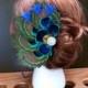 Bridal peacock feather hair accessory, hair clip, comb, customizable