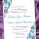 Printable Wedding Invitations "Gianna" Purple & Teal Template Make Your Own Wedding Invitations You Print