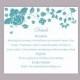 DIY Wedding Details Card Template Download Printable Wedding Details Card Editable Teal Blue Details Card Floral Boho Enclosure Cards Party - $6.90 USD