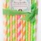 Neon Paper Straws *NEON Straws -Paper Straws *Neon Pink *Neon Green *Neon Orange *Neon Party Decor - Birthday or Weddings *PINK -Tween Party