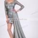 Sheath/Column V-neck 3/4-Length Asymmetrical Chiffon Cheap Prom Dress  In Canada Prom Dress Prices - dressosity.com