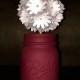 NEW* Rustic White Daisy Paper Flower In A Hand-Painted Maroon Mason Jar!!