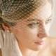 Wedding bandeau veil, bandeau birdcage veil, russian veil, face veil, bridal birdcage veil, crystal veil, rhinestone veil - style 321