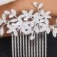 Rhinestone Leaves Floral Wedding Hair Piece Clips