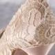 Blush Platform Peep Toe Wedding Shoes With Ivory Crocheted Lace Overlay