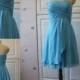 Mini bridesmaid dress,handmade chiffon bridesmaid dress,light blue bridesmaid dress,party dress,wedding dress,prom dress