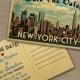 New York Save The Date Postcards - Printable New York City Skyline Postcard - Retro NYC Save The Date Cards VTW