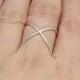1.0 mm 925 stering silver simple criss cross x ring