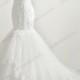 H1195 Romantic illusion lace back tiered mermaid wedding dress