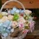 Flower in the basket, hand modeling, clay flowers, polymer clay bouquet, Mother's Day