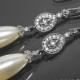 Bridal Pearl Chandelier Earrings Swarovski Ivory Teardrop Pearl Earrings Pearl CZ Silver Wedding Earrings Bridal Pearl Jewelry Prom Jewelry - $31.90 USD