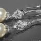Bridal Pearl Chandelier Earrings Swarovski 10mm Ivory Pearl Silver Earrings Wedding Pearl Jewelry Bridesmaid Earrings Pearl Dangle Earrings - $32.90 USD