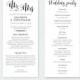 Wedding Program Template Printable DIY Rustic, Calligraphy Typography, Ceremony Printable Template, Editable PDF Template, Instant Download