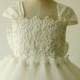 Flower Girl Dress Cap Sleeves Tulle Ball Gown Knee Length with Big Bow