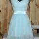 2016 Light Sky Bridesmaid Dress, V neck V back Short Popular Lace Chiffon Bridesmaid Dress With Straps