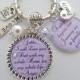 Step Daughter Gift Step Mother Purple Charm Necklace Wedding Keychain I will love you with my whole heart Wedding Quote Blended Family Gift