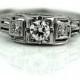 Antique 1930's Art Deco Engagement Ring Antique Art Deco .24ct Old European Cut Diamond in 14Kt White Gold Vintage Ring Size 5!