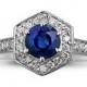Sapphire Ring Blue Sapphire Engagement Ring 1.70ctw Genuine Blue Sapphire Genuine Diamond Engagement Ring September Birthday Size 7.5!