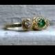 Beautiful Vintage 18K Yellow Gold Emerald And Diamond Halo Ring - 1.05ct.