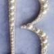 Ivory Letter Pearl Embellished Initial Wedding Cake Topper