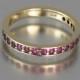 LAUREL 14k gold wedding band with natural Rubies