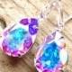 Aurora Borealis Earrings, Swarovski Crystal Earrings, Rhinestone Teardrop Earrings, Bridal Earrings, Sterling Silver, Prism, Wedding