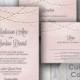 Printable Wedding Invitation PDF Set or Pick & Choose - String Lights Rustic Invite (Blush Pink OR Choose Your Colors!)