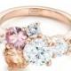 Custom Cluster Set Diamond And Sapphire Engagement Ring #102855