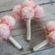 Blush Pink Peony Wedding Bouquets - Set of 3 Bridesmaids Bouquets