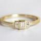 Baguette Diamond Ring, Baguette Engagement Ring, Gold Baguette Band, Princess Diamond Ring, 18k Gold Engagement Ring