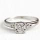 Sale - Vintage 14k White Gold 1/5 Carat Old European Cut Diamond Ring - 1940s Size 6 1/4 Solitaire Wedding Engagement Fine Bridal Jewelry