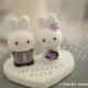 rabbit Wedding Cake Topper -Handmade lovely , cute rabbit and bunny with sweet heart---k949
