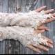 White Lace Wedding Gloves Shiny Beaded, Top Sellers, Lace mittens, French Lace Long Gloves, Gothic Lace Gloves, Bridal Wedding - $59.00 USD